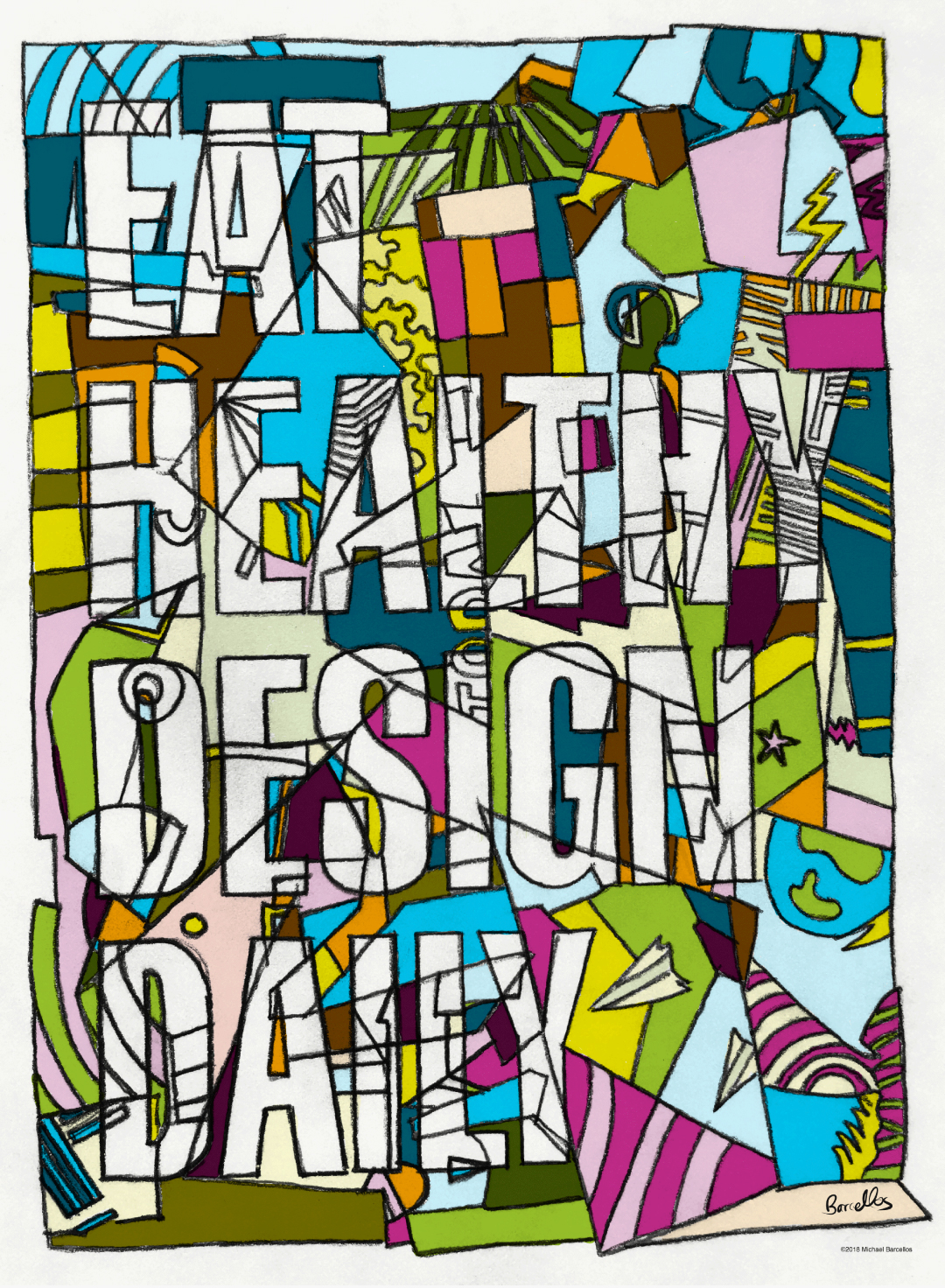 Secondary full view of Eat Healthy Design Daily digital illustration