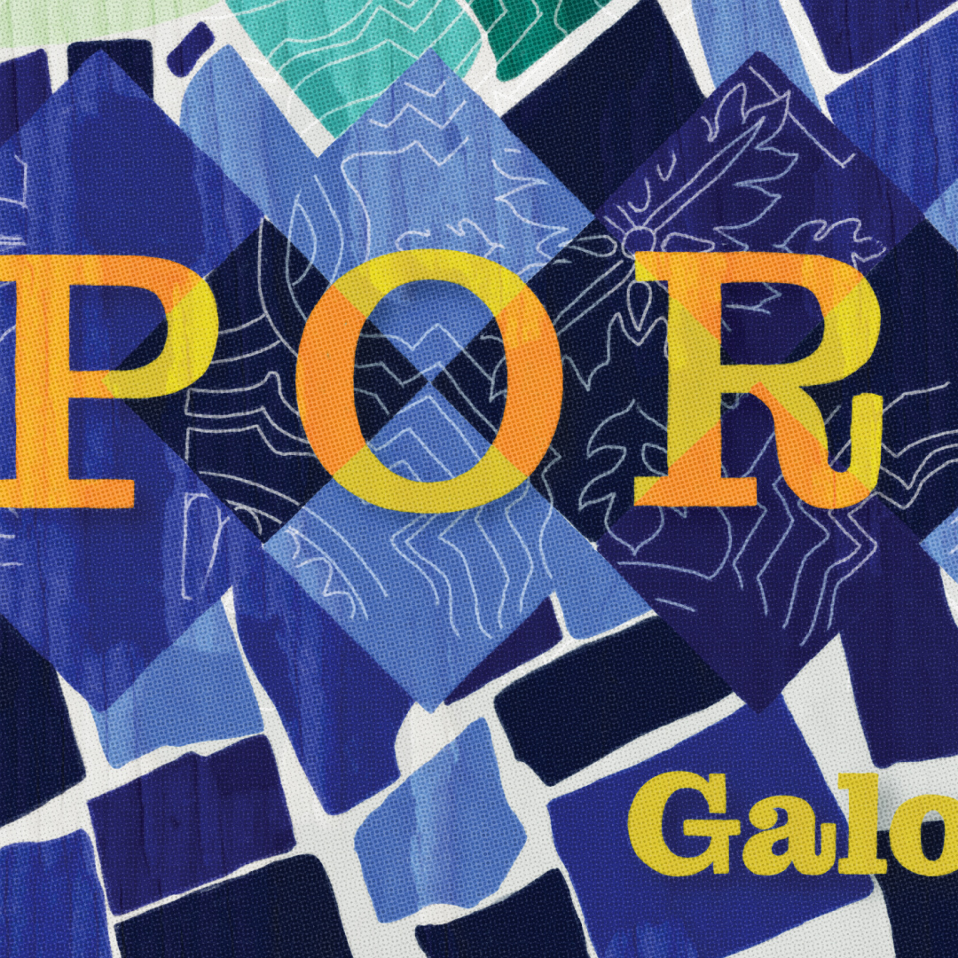 Close-up detail of the graphic pattern work in Galo de Barcelos