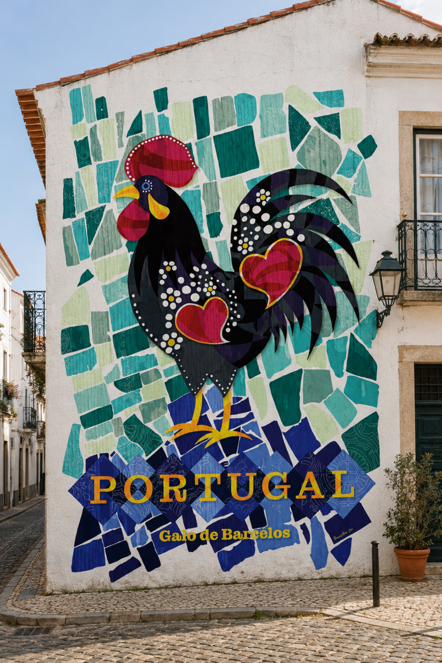 Alternate presentation of Galo de Barcelos as wall art